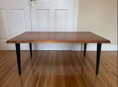 JYSK HALSKOV Style Coffee Table, Solid Wood Top, Black Legs
