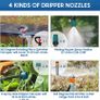 40+2m/132+6.6ft Irrigation Hose, 154Pcs Garden Irrigation System Micro Drip Irrigation Kit with 4-Types Nozzles & 4x6-Way Connector & 1/4" Tubing Valve, Auto Plant Watering Kit Misting Cooling System Image 2