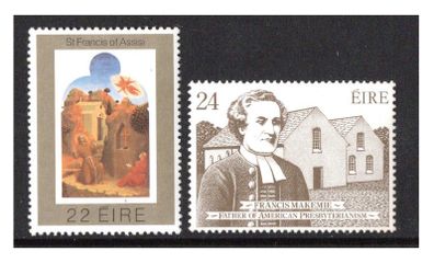1982 Ireland 800th Anniversary of the Birth of St Francis of Assisi & 300th Anniversary of the Ordination of Francis McKemie Commemorative Stamps Mint Never Hinged (MNH)