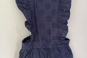 SEED Heritage Navy Broderie Anglaise girls dungaree shorts Age 2 EUC