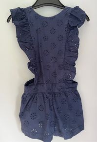 SEED Heritage Navy Broderie Anglaise girls dungaree shorts Age 2 EUC