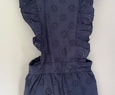 SEED Heritage Navy Broderie Anglaise girls dungaree shorts Age 2 EUC
