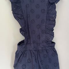 SEED Heritage Navy Broderie Anglaise girls dungaree shorts Age 2 EUC