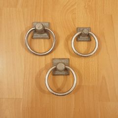 Vintage-style cast aluminium  ring drop handles  3 pc