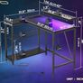 106.5CM L-Shaped Gaming Desk with RGB LED Lights Carbon Fibre Surface, 3 Power Outlets & 2 USB Ports, Reversible Corner Desk with Shelves & Hooks for Home Office & Small Spaces Image 8