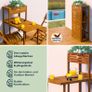 Folding Bistro Set for 2  Acacia Wood with Storage Shelves & 2 Chairs Image 5