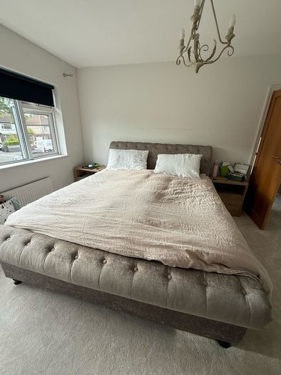 Super King Upholstered Button Tufted Bed Frame Harvey Norman