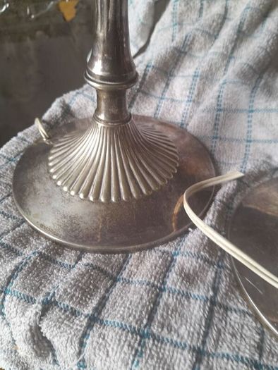 vintage pair of silver plate lamps