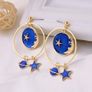 Moon Star Starburst Gold Drop Dangle Earrings Image 2