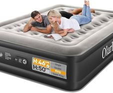 King Size Airbed, Inflatable Mattress, Air Bed with Built in Pump, Blow Up Mattress, Folding Guest Bed Self Inflating with Flocked Surface for Camping and Home Use, 203cm x 152cm x 46cm