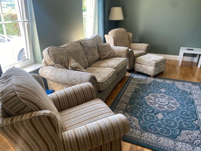 Three Piece Suite (3+1+1) and footstool