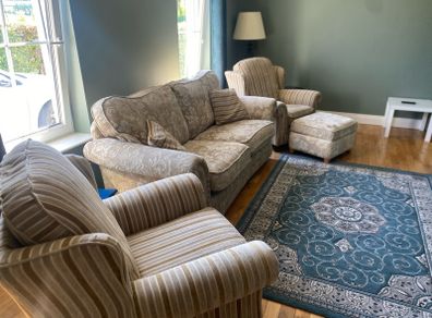 Three Piece Suite (3+1+1) and footstool
