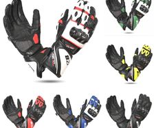 MZB RaceTech Long Motorcycle Race Cowhide Leather Gloves with Aramid Protection