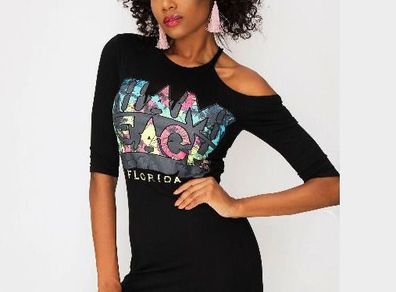 Black One Side cold Shoulder Mini Dress size 14