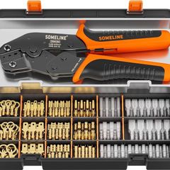 NEW SALE | Crimping Tool Set with 12 Sizes Wire Connector Set, Crimp Plier 0.25-2.5mm Squared (AWG 24-14) Non-Insulated Open Barrel