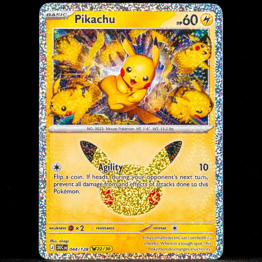Pikachu 044/128 Holo Rare 22/30 30th Celebration Anniversary Pokemon Card