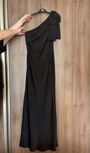 Long Black satin dress, Size L