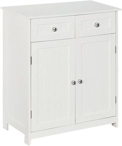 Priano 2 Drawer 2 Door Bathroom Cabinet Storage Cupboard Floor Standing Unit, White