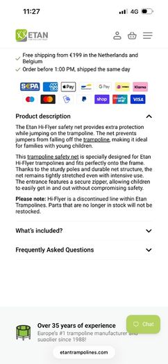 Safety Net for Etan Trampoline
