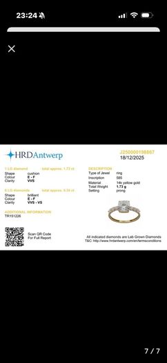 2ct Diamond cushion ring, 14kt gold
