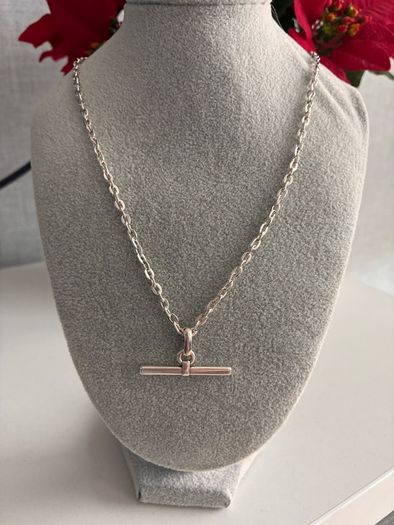 Antique Silver Plated T-bar Necklace