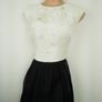 Karen Millen Black White Full Skirted Flower Applique Jacquard Dress Image 4