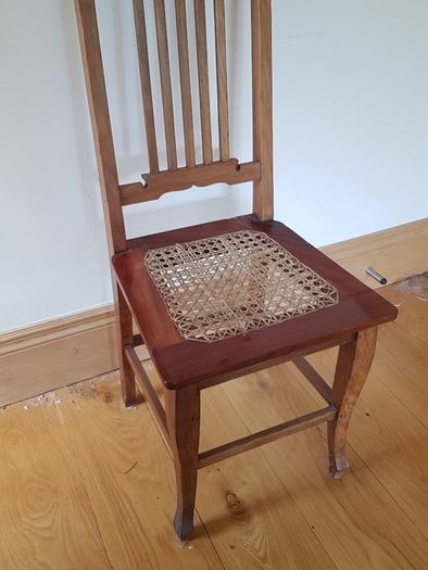 Antique Vintage Chair with Rattan Woven Seat Pad