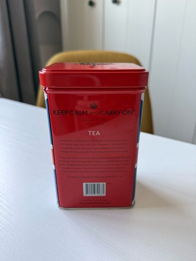 Keep Calm and Carry On Tea tin / can