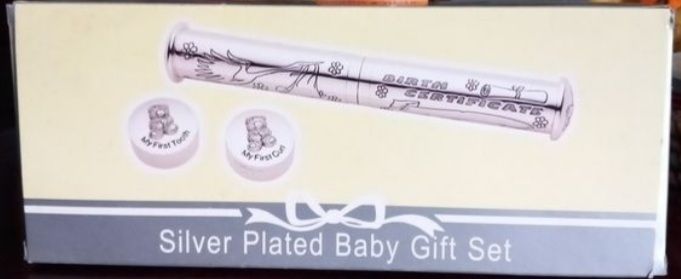 Silver plated baby gift set