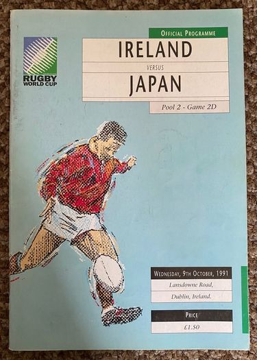 Very Rare 1991 Ireland v Japan - Rugby World Cup Pool 2 Programme & Match Ticket