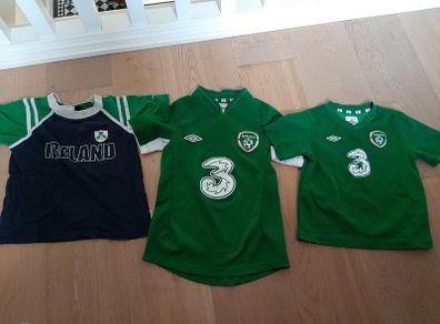 2 FAI Ireland Jerseys and 1 Rugby T shirt -Age 3 upwards