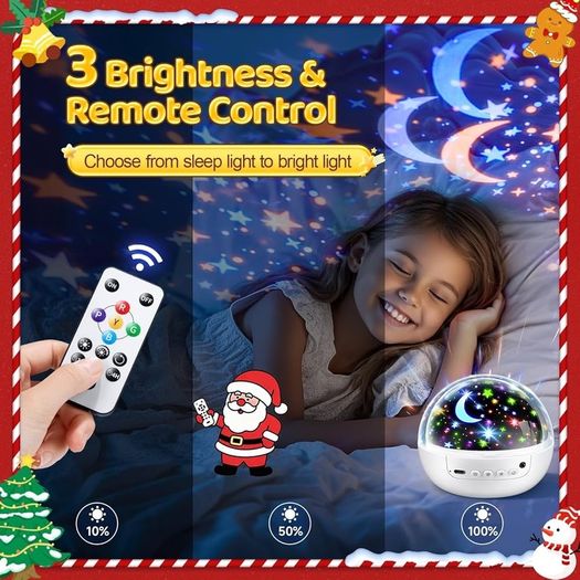 Sensory Star Projector Night Light for Babies & Kids, 93 Light Modes, Dimmable + Timer + Remote, 360 Rotation, Perfect Baby Girl & Boy Gift