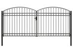 Fence Gate Double Door with Arched Top Steel 400x200 cm Black