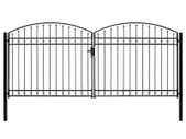 Fence Gate Double Door with Arched Top Steel 400x200 cm Black