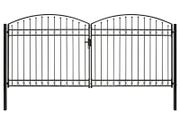 Fence Gate Double Door with Arched Top Steel 400x200 cm Black