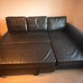 Black Vegan Leather Couch / Fold-out Double Bed Image 2