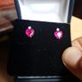 9 ct gold earnings with African Rubies of 2.38 Carat  and Aquamarine Natural stone Image 5