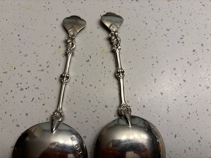 Pair 1897 London solid silver presentation spoons