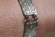 Hallmarked Silver Panel Bracelet - c.1940s