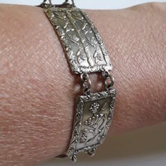 Hallmarked Silver Panel Bracelet - c.1940s