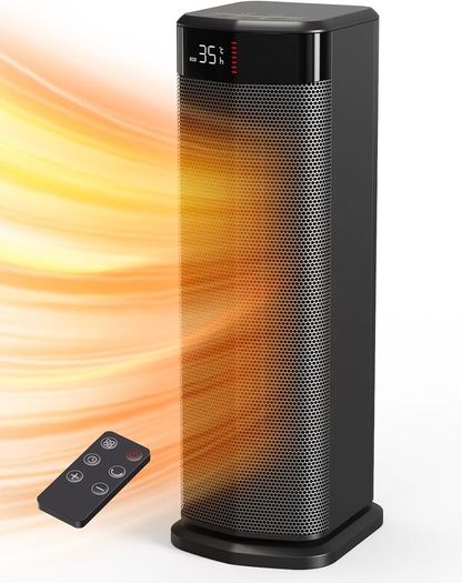 2000W PTC Electric Heater, 4 Modes, Energy Efficient Fan Heater with ECO Mode, Thermostat, 90 Oscillation, 24H Timer, Remote Control, Tip-Over & Overheating Protection for Indoor Use