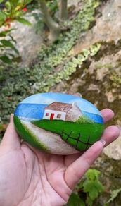 Handpainted Thatched Cottage Rock