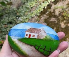 Handpainted Thatched Cottage Rock