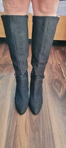 Badura Nubuck Leather Black Knee Boots