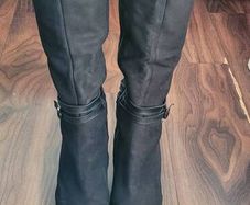 Badura Nubuck Leather Black Knee Boots