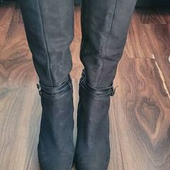 Badura Nubuck Leather Black Knee Boots