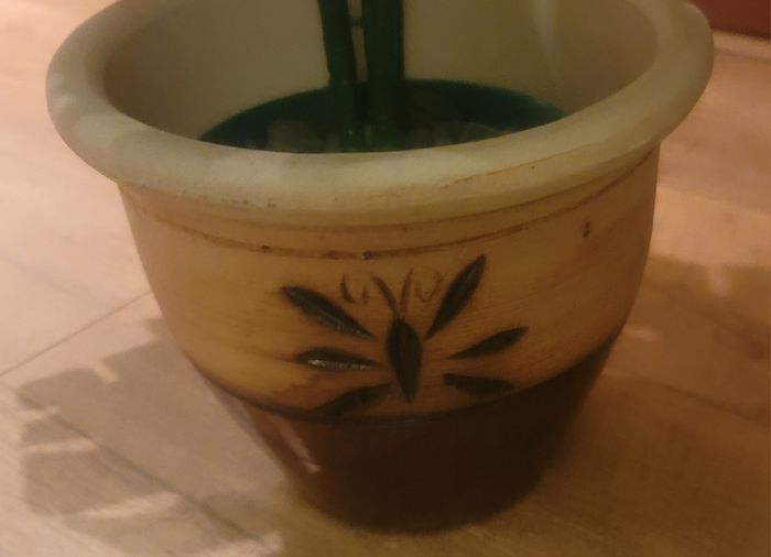 Artificial Monstera Plant in Strong Ceramic Plant Pot with Decorative Stones
