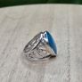Irish Made Solid Sterling Silver Faux Turquoise Oval Statement Ring 925 Size N / 17.4mm Image 2