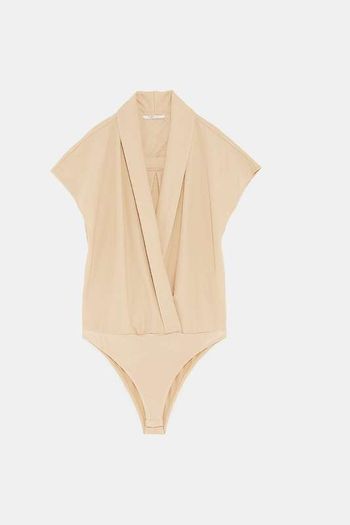 Zara beige nude blouse bodysuit M NEW