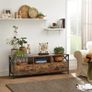 Lowboard TV Cabinet for TVs up to 65 Inches, 3 Drawers, 147 x 40 x 50 cm, Industrial Design, Steel Frame, Vintage Brown/Black Image 3